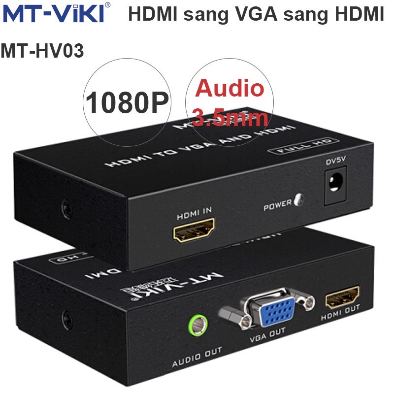 Bộ chuyển HDMI sang VGA+HDMI+Audio VIKI MT - HV03 (xuất cùng lúc 2 màng hình)