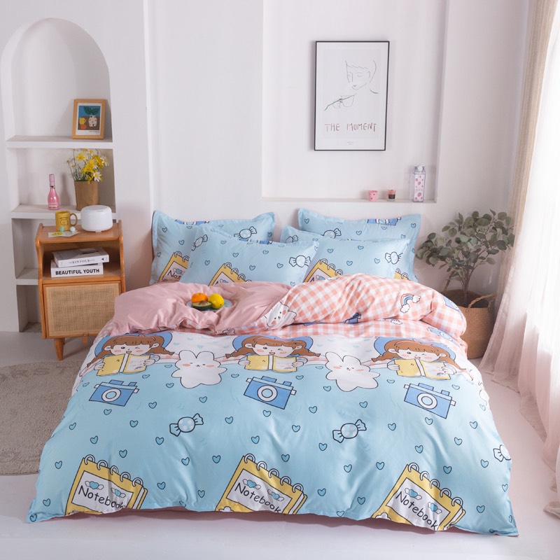 Bộ chăn ga gối Cotton Poly Nhập Khẩu- Cô Gái Đọc Sách SP001254