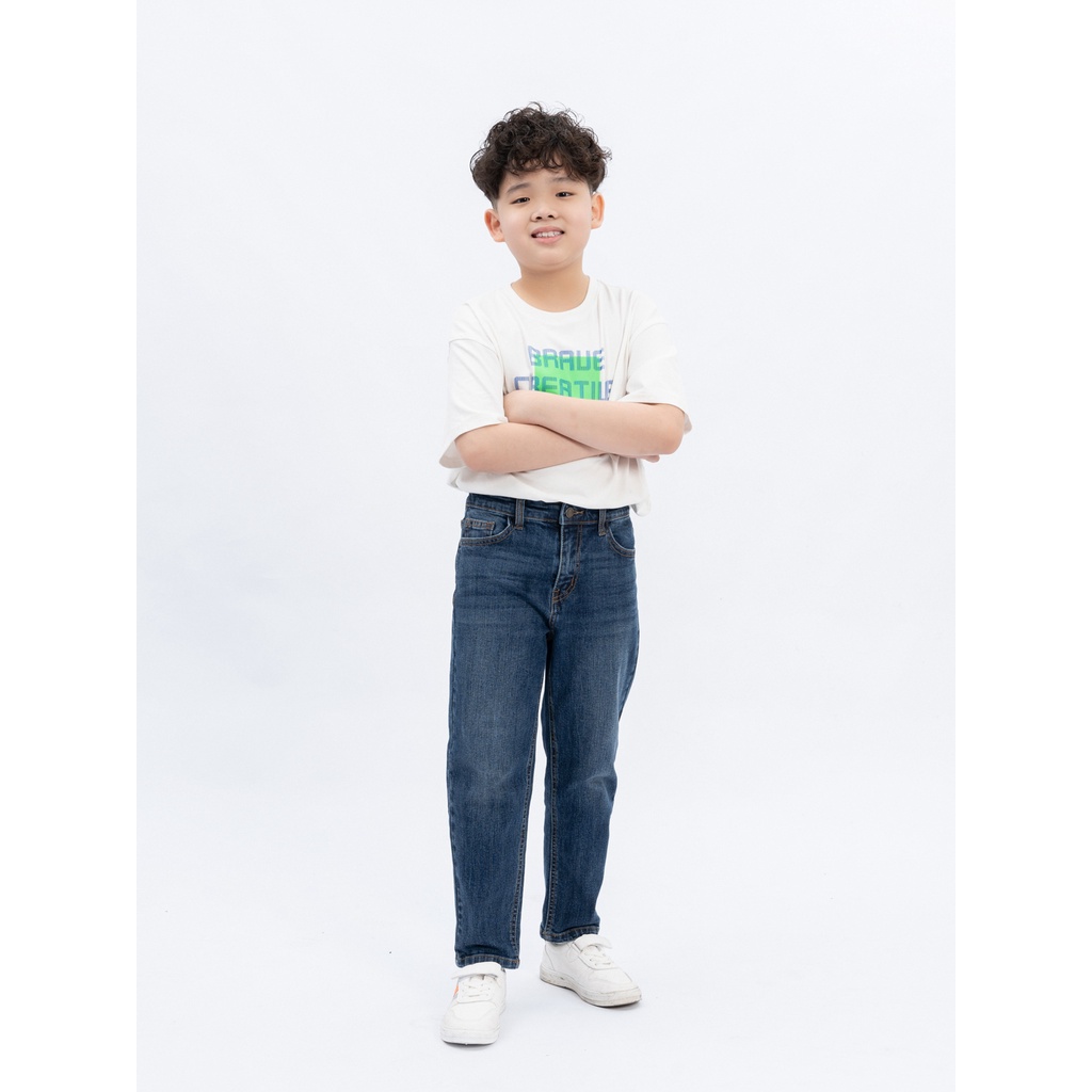 Quần jeans cho bé trai thương hiệu YODY màu xanh vải cotton co giãn tốt - QJK5009