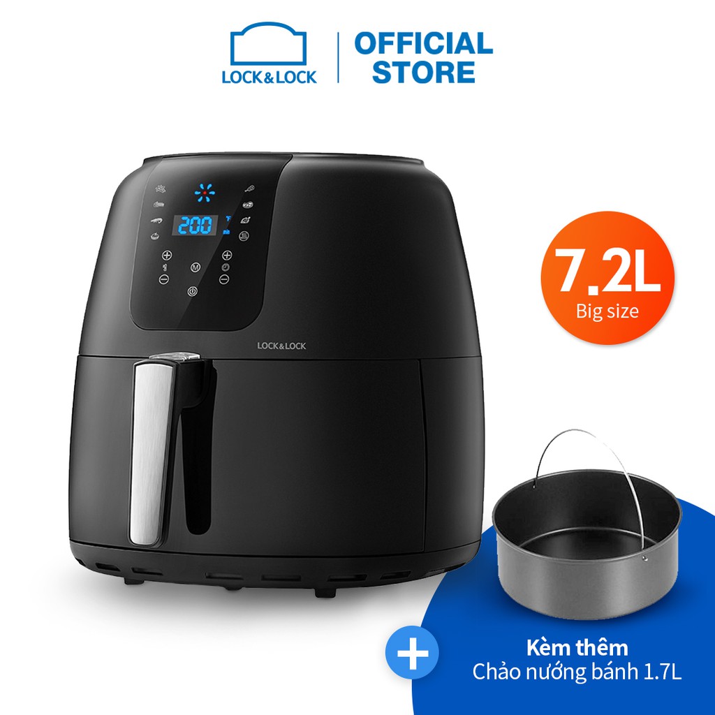 [Mã ELHADEV giảm 4% đơn 300K] Nồi Chiên Không Dầu Lock&amp;Lock Super Jumbo Plus Air Fryer 7.2L Màu đen EJF296BLK