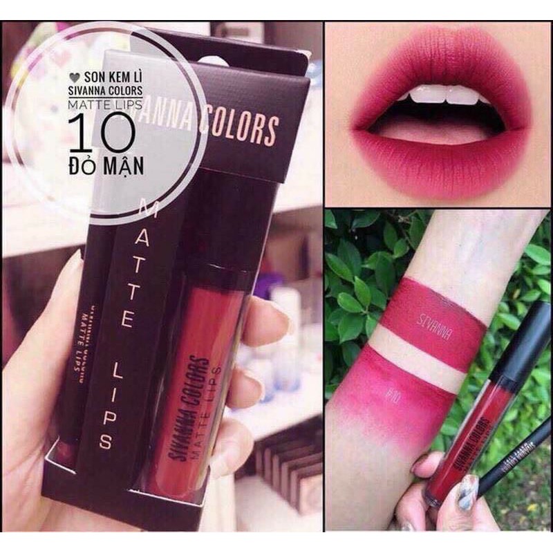 💄Set son Sivanna Colors Matte Lips HF7004 (tặng chì kẻ môi cùng màu)