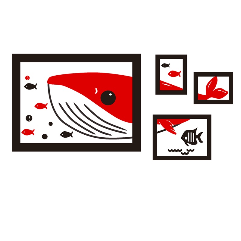 Tranh dán tường mica 3d decor khổ lớn cá voi dưới đại dương trang trí quán ăn, nhà hàng, phòng ngủ Nhiều Size - EPeBen