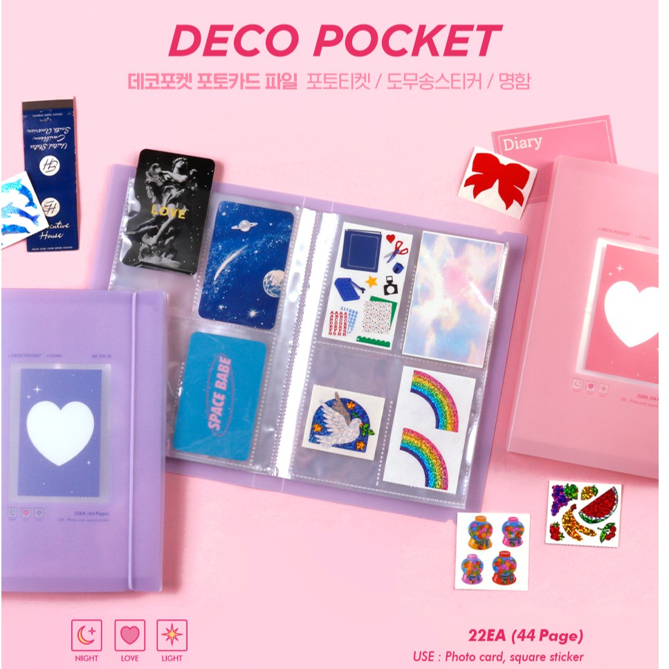 {BOD - Có sẵn} Deco pocket / Tự trang trí file tài liệu: File đựng ảnh thẻ (Hồng/ tím)