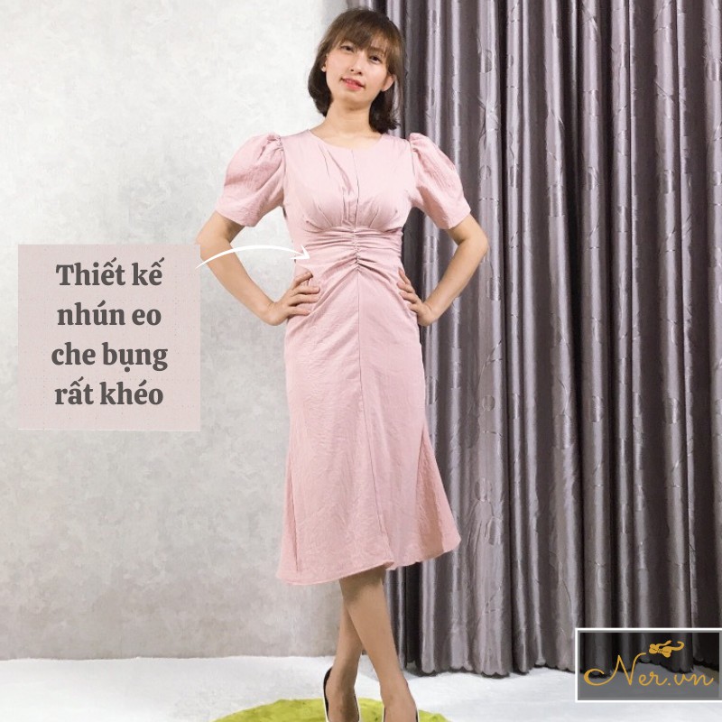 Đầm CÔNG SỞ, DỰ TIỆC cho Nàng  màu xanh, hồng nền nã, vải cực mát, Xinh Xắn, Sang Trọng Thương hiệu 