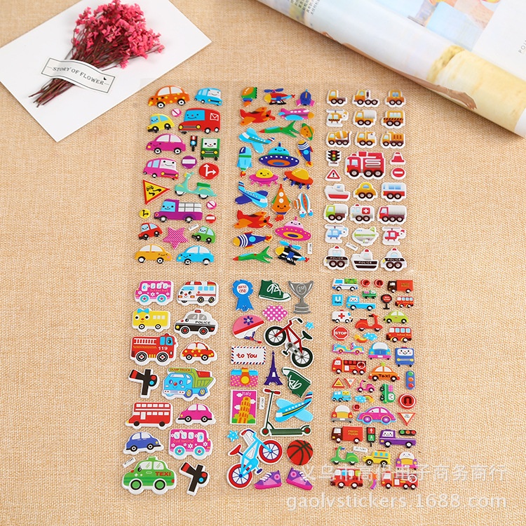 Combo hình dán sticker 3d nổi cute chống nước chữ động vật siêu nhân công chúa dễ thương trang trí cho bé trai gái