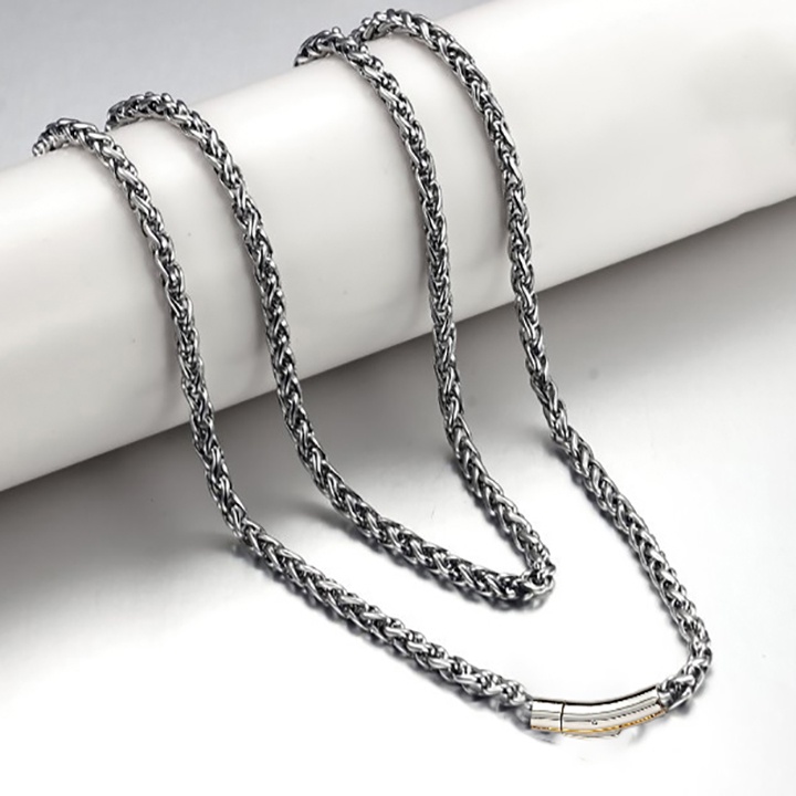 Dây chuyền inox kiểu bông dừa xoắn 3mm khóa gài vip sáng đẹp, không đen, thể hiện phong độ, đẳng cấp của người đeo