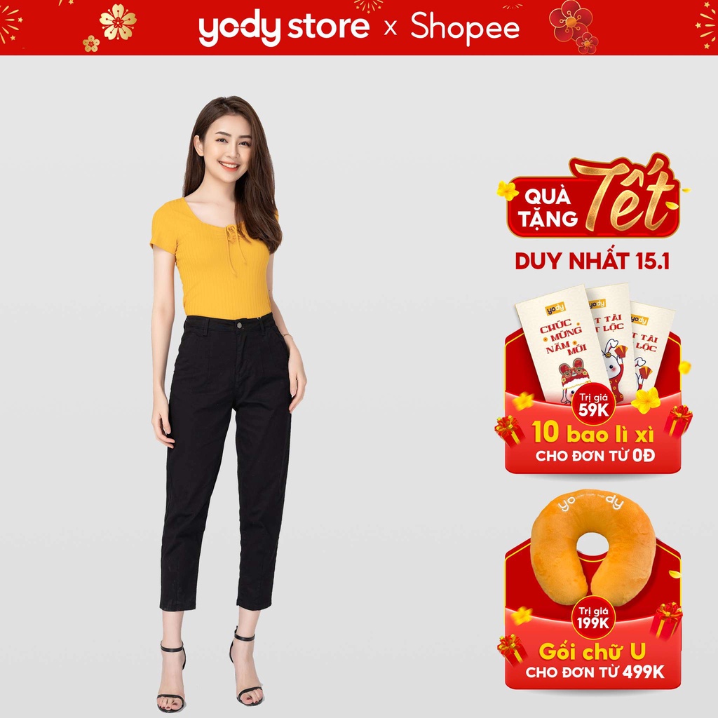Quần khaki nữ co giãn tôn dáng thanh lịch bền màu năng động thương hiệu YODY - QJN3072