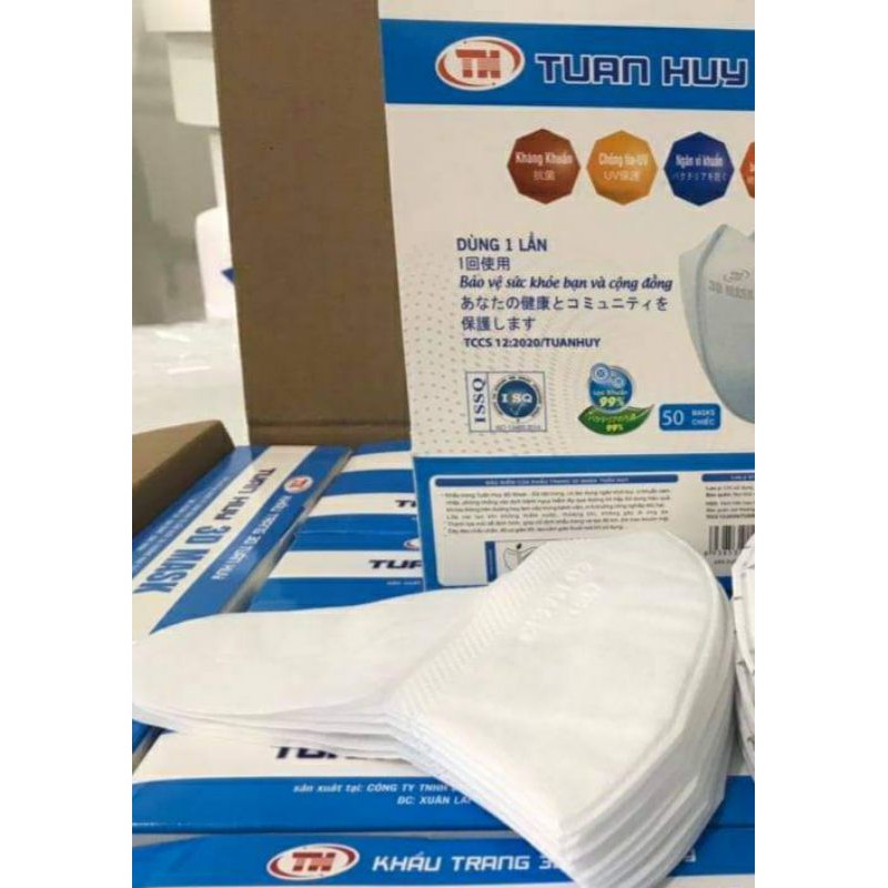 Khẩu trang 3D Mask hộp 50 cái của nhà sản xuất Tuấn Huy,khẩu trang kháng khuẩn đạt ISO và hợp thời trang | BigBuy360 - bigbuy360.vn