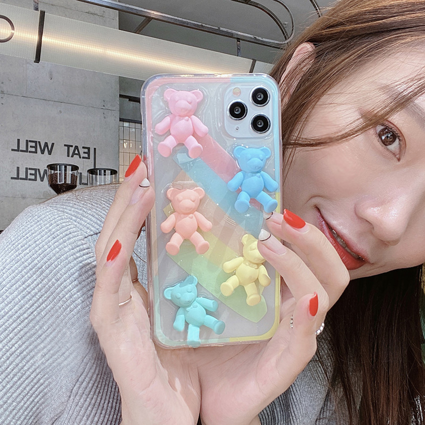 Ốp điện thoại TPU Silicon mềm trong suốt hình gấu nhiều màu sắc cho Iphone 11 Pro Max 6 6s 7 8 X Xr Xs Max 7 8 Plus | BigBuy360 - bigbuy360.vn