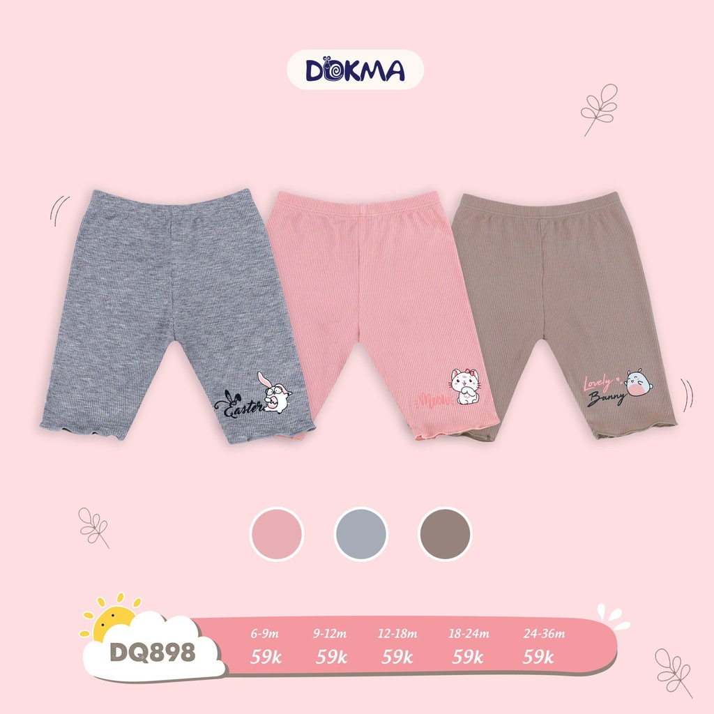 DQ898 Quần legging bé gái Dokma vải cotton tăm (9-36M)