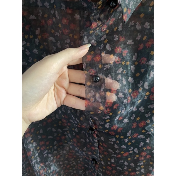 Áo sơ mi hoa organza