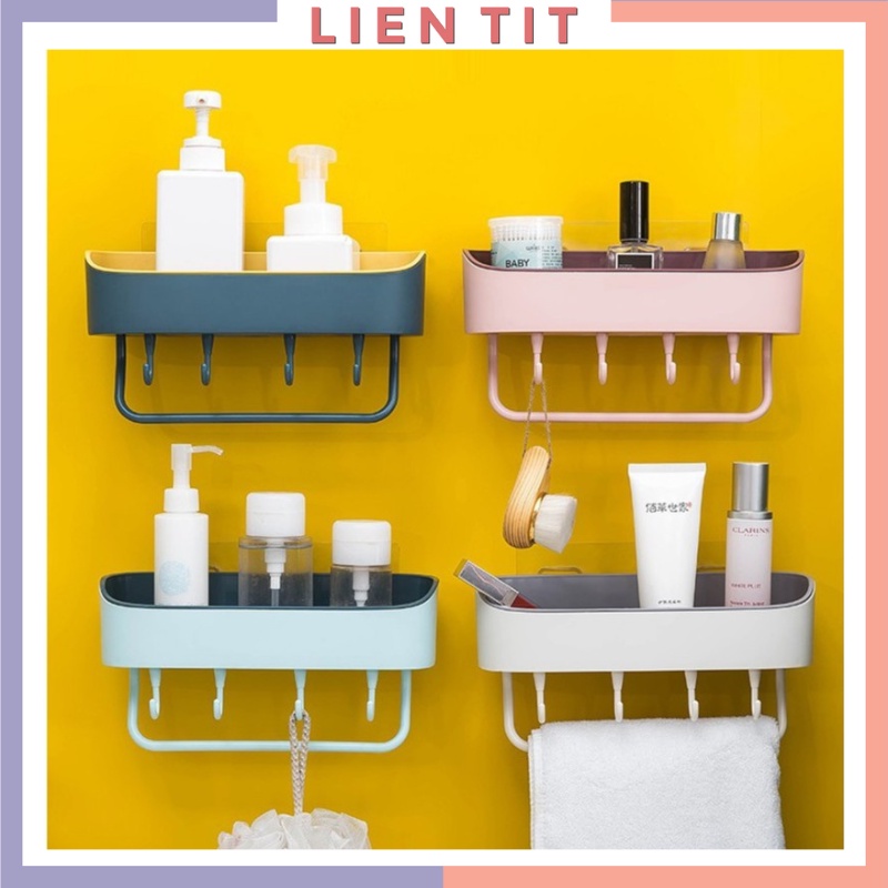 Kệ nhà tắm dán tường nhựa 2 lớp chắc chắn, giá để đồ nhà tắm cao cấp hàng đẹp