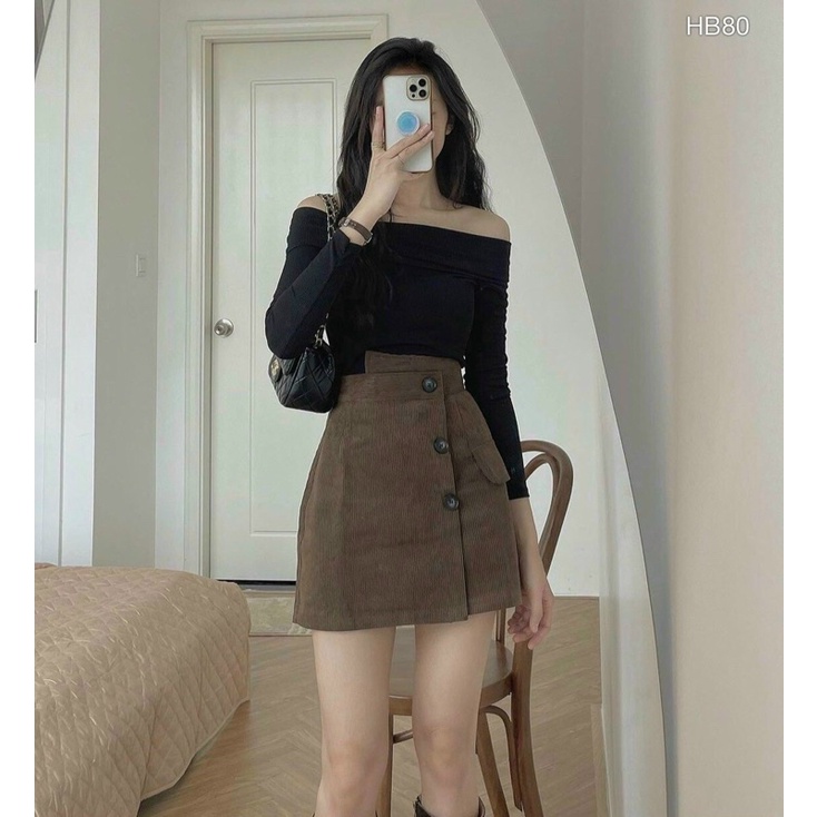 Áo bệt vai gân tay dài