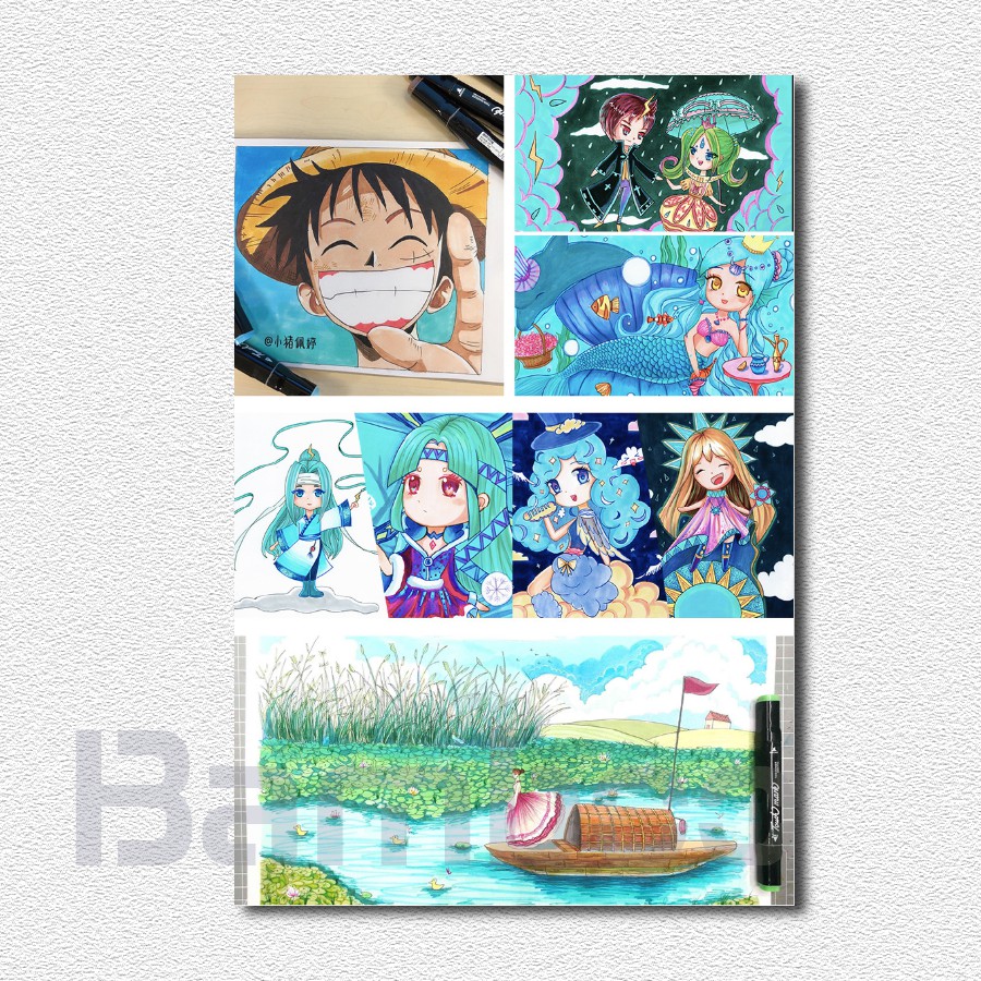 Bút marker touch mark 30/40/60/80 MÀU CÓ TÚI VẢI + KHAY NHỰA ĐỰNG BÚT