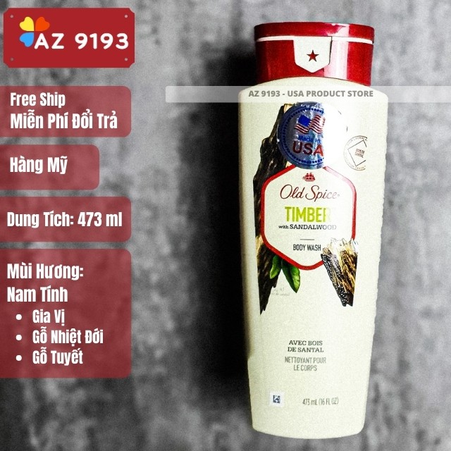 [Hàng Mỹ] Sữa Tắm Old Spice Body Wash Fiji, Swagger, Champion, BearGlove, Wolfthorn, Hawkride 473ml - AZ9193