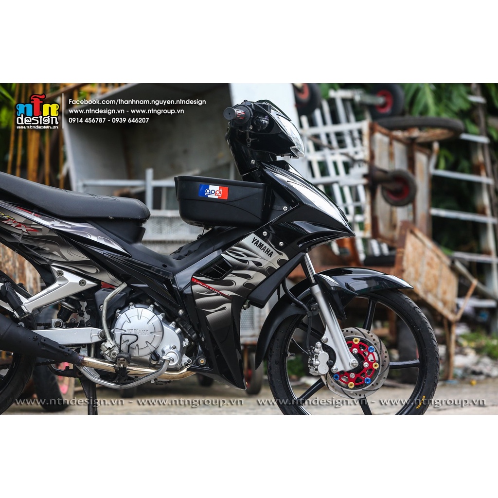 Tem Rời Dán Xe Exciter 135 2010 Mẫu Lửa Đen Bạc Đỏ Chữ Jupiter MX Cực Đẹp, Hàng 3 Lớp Chất Lượng Cao Không Bay Màu