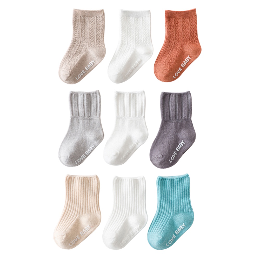 3 Cặp vớ cotton chống trơn trượt thoáng khí cho trẻ 0-5 tuổi mùa xuân mùa thu