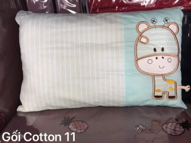 Gối cho bé 2 tuổi đến 10 tuổi, gối trẻ em cotton 100% vỏ 30x50, cotton 100% dày dặn, thấm hút tốt