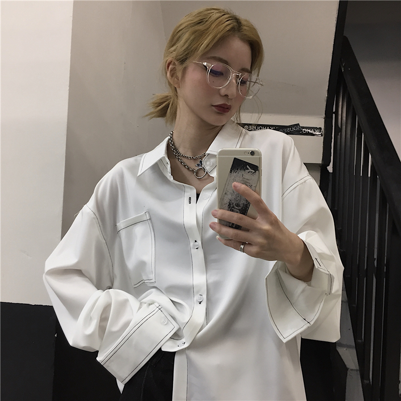 Áo Sơ Mi Dài Tay Trơn Màu Xinh Xắn Theo Phong Cách Hàn Quốc 22817 | BigBuy360 - bigbuy360.vn