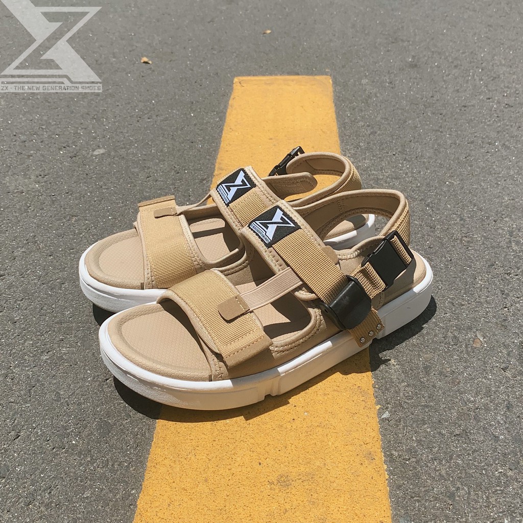 Sandal Unisex Streetstyle - ZX2203 Camel/White - Đế Siêu Nhẹ không dán keo