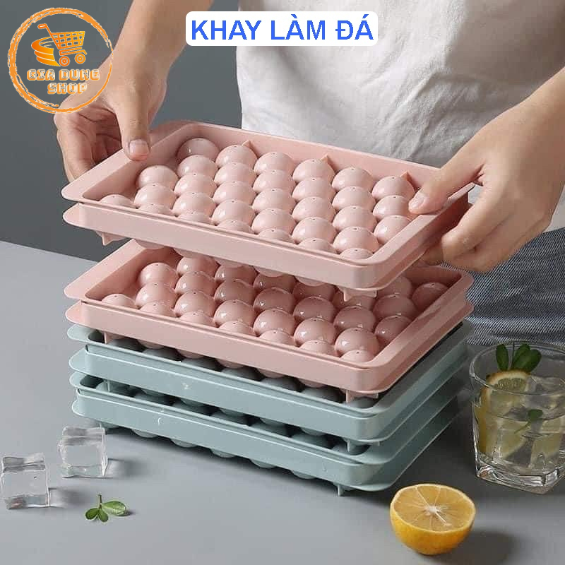Khay Đá Bi Tròn Tủ Lạnh 33 Viên Có Hai Mặt Riêng Biệt - Khuôn Làm Rau Câu Kem Viên