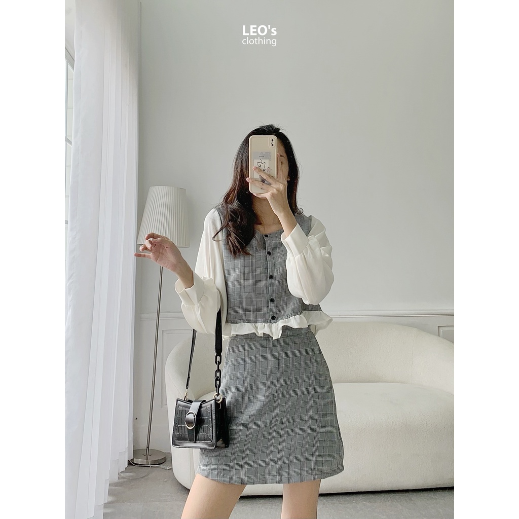 [Mã INCU50 giảm 50K đơn 250K] Set Áo Tay Dài Chân Váy Thiết Kế LEO's clothing ST21 | BigBuy360 - bigbuy360.vn