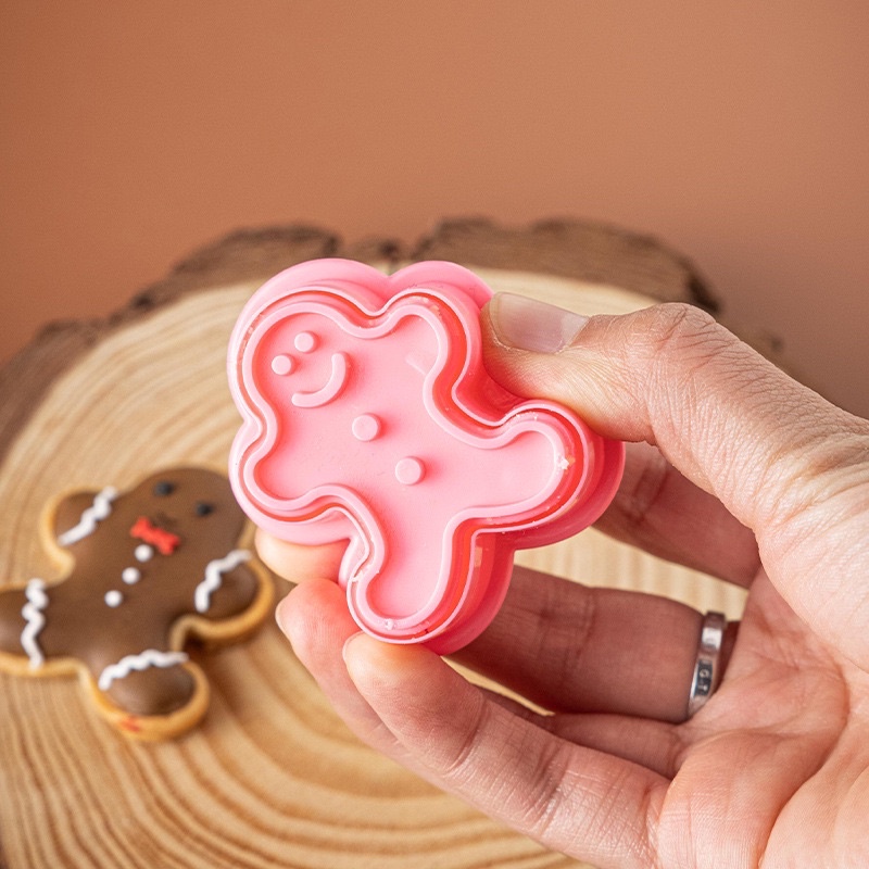 Set 4 khuôn nhấn bánh 3D hình giáng sinh