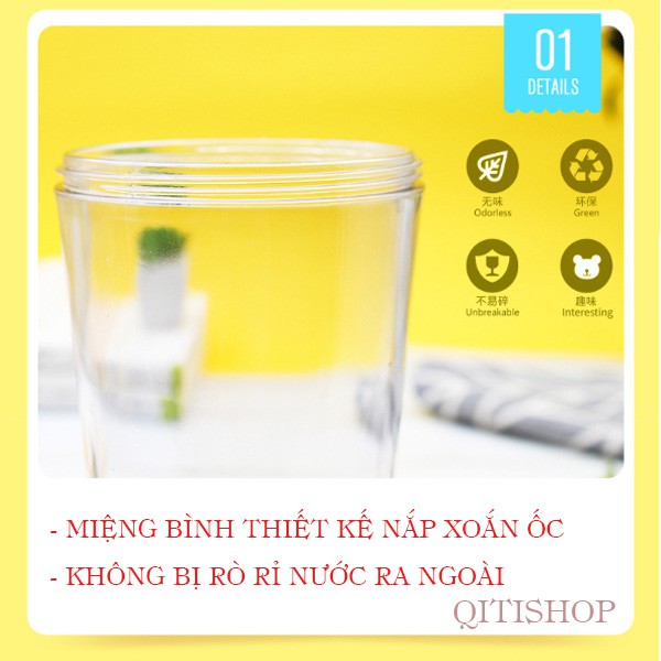 Bình Nước Có Nắp Hình Động Vật Dễ Thương – Dung Tích 500ml