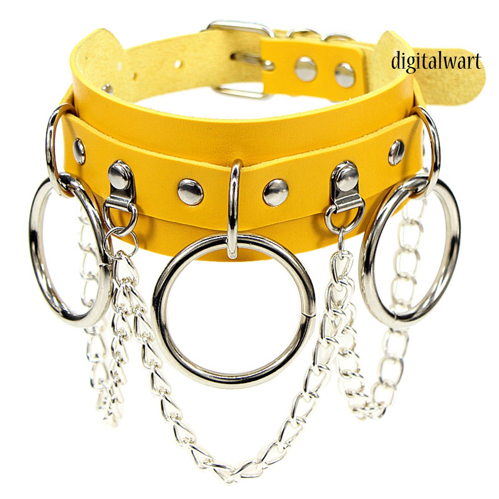 Dây chuyền choker bằng da phối vòng và dây xích tua rua phong cách punk thời trang cá tính cho nữ