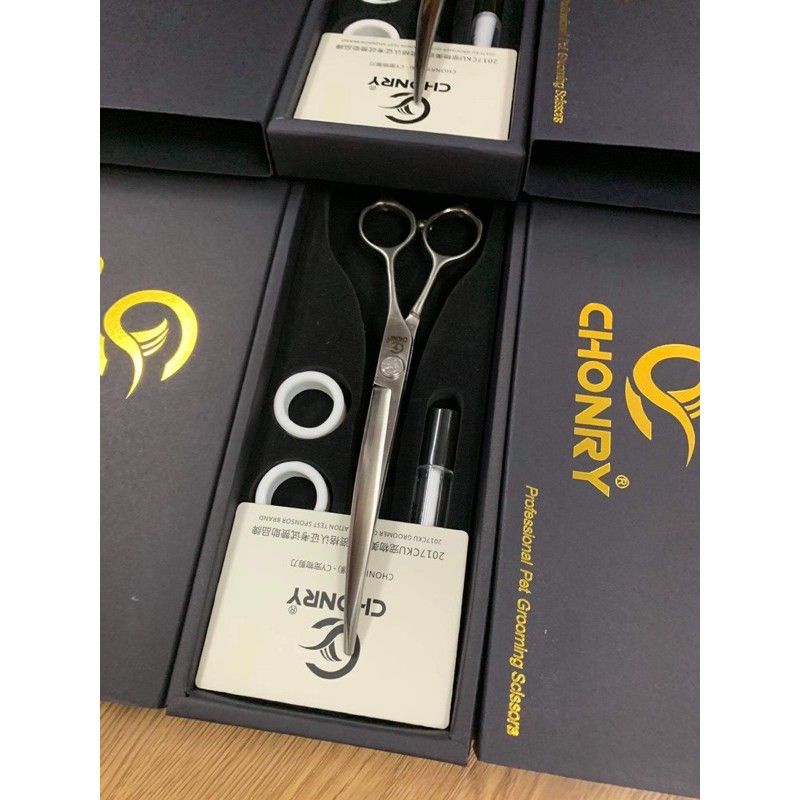 Kéo cắt tỉa lông Chonry tay phải tay trái chuyên nghiệp cho thợ spa thú cưng đủ bộ - OmonPet