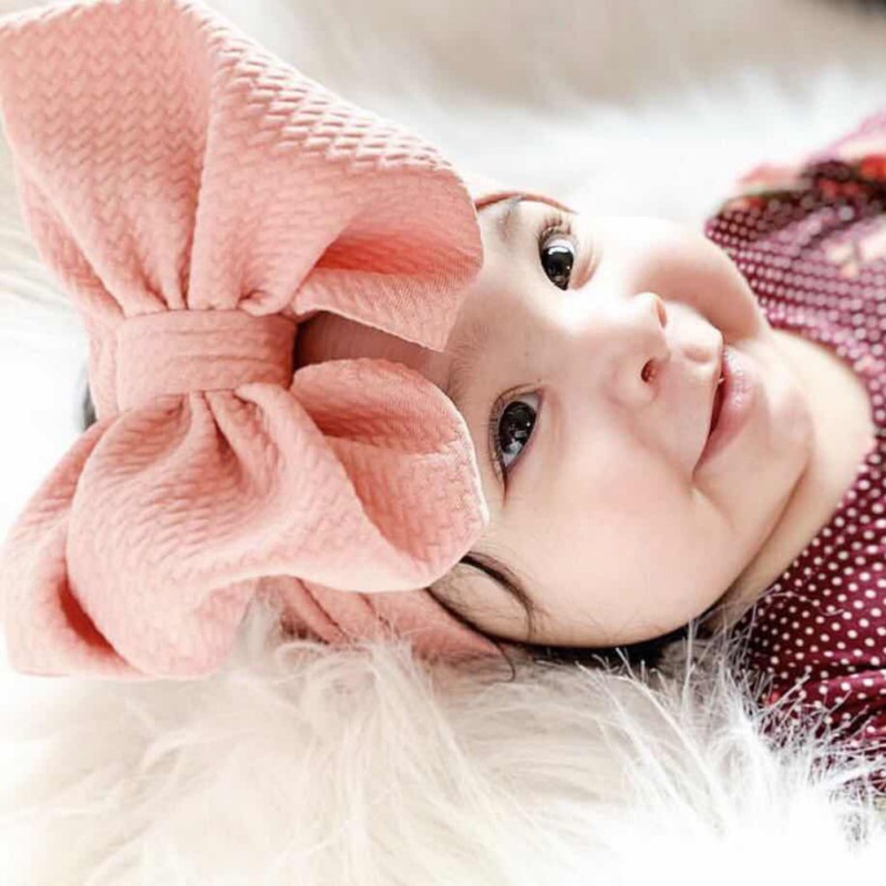 Mũ Turban Mềm Mại Co Giãn Màu Trơn Dành Cho Bé 0-4 Tuổi