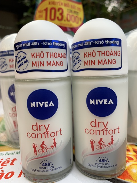 LĂN KHỬ MÙI CHO NỮ NIVEA KHÔ THOÁNG MỊN MÀNG DRY COMFORT 50ml