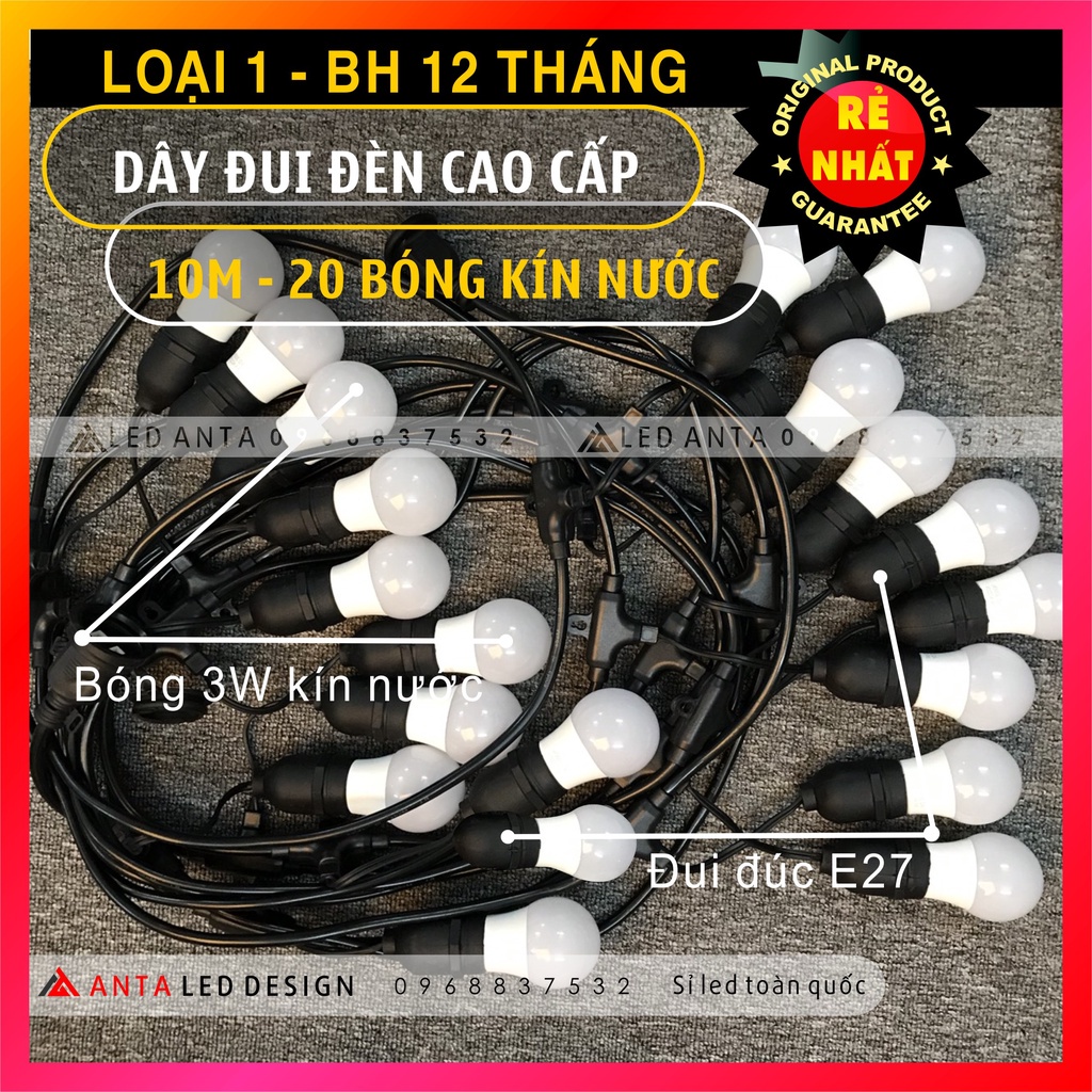 ▪Dây đèn trang trí ngoài trời dùng cho quán cà phê, trà chanh, sữa... 10m 20 bóng, 5m 10 bóng loại