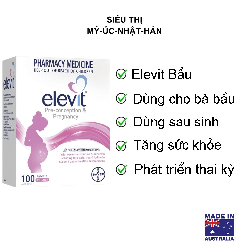 Vitamin Tổng Hợp Elevit Cho Bà Bầu 100 Viên