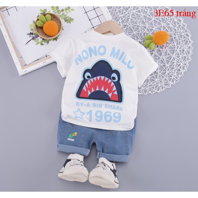 Set bộ quần áo cộc tay hình cá mập cho bé (8 - 21kg) VEMZKIDS