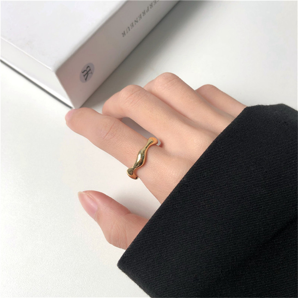 【COD】Nhẫn kiểu cổ gợn sóng phong cách Hàn Quốc thiết kế thời trang đơn giản