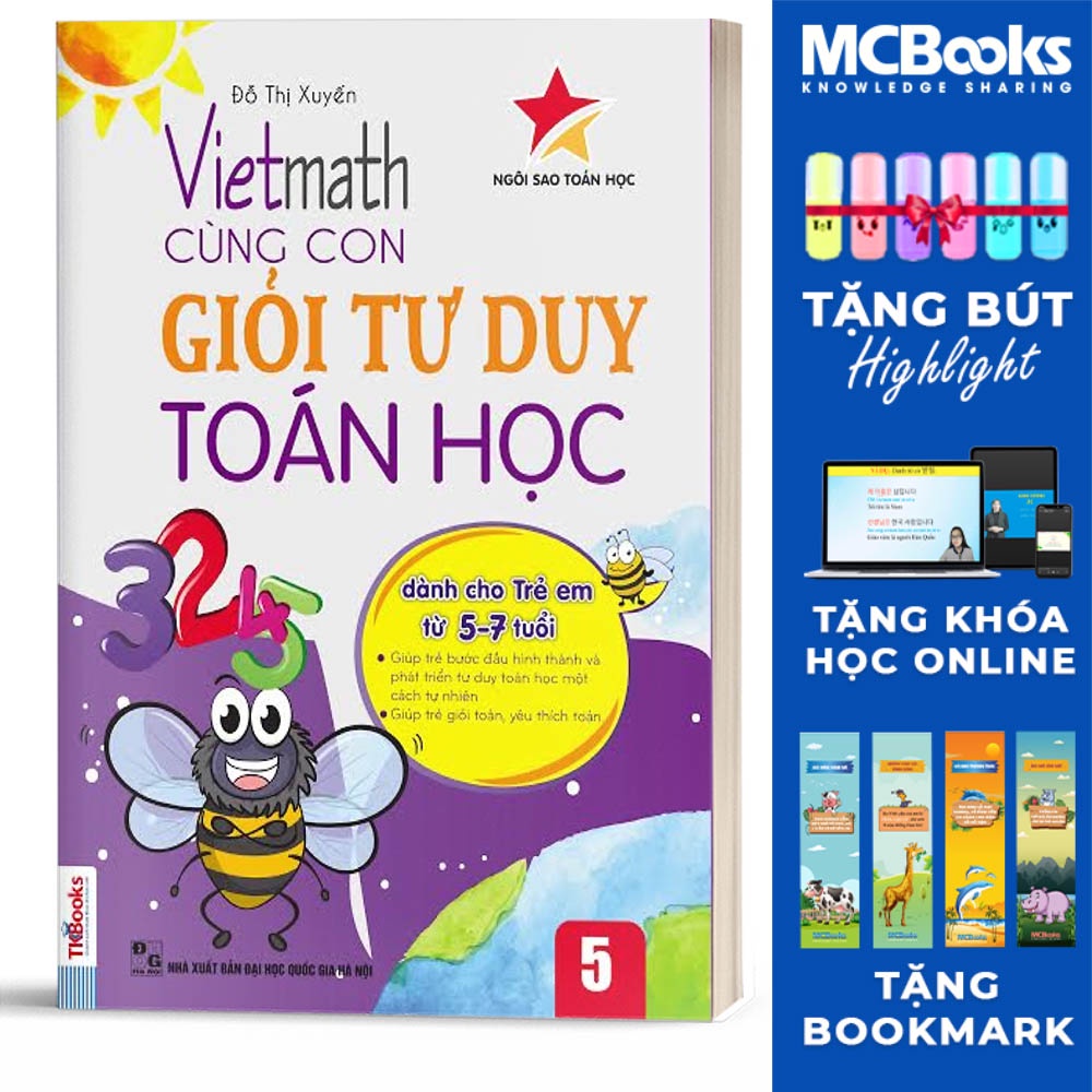 Sách - Vietmath - Cùng con giỏi tư duy toán học 5 (Tái bản 2020) - MCBooks