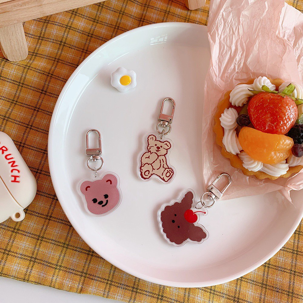 Móc Khóa Hai Mặt Hình Gấu Dễ Thương Phong Cách Hàn Quốc