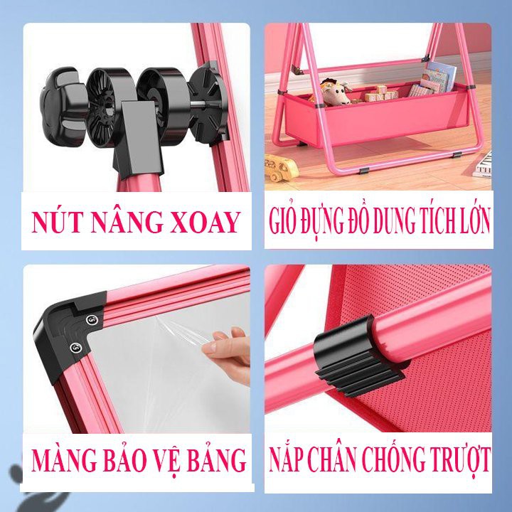 Bảng vẽ trẻ em tặng phấn bút bảng flipchart 2 mặt cho bé, bảng viết bút lông tự xóa, đồ chơi giáo dục thông minh