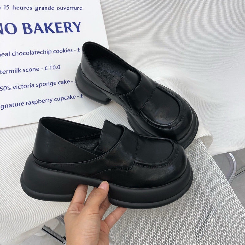 Giày Da Đế Dày Phong Cách Anh Quốc Cá Tính Cho Nữ