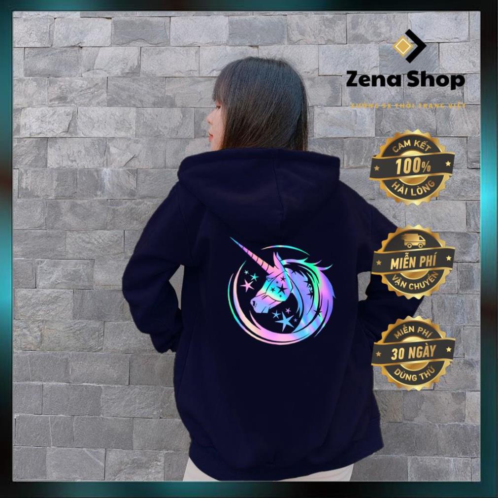 Aó khoác nỉ Hoodie phản quang Kỳ Lân, Áo khoác nỉ nam nữ họa tiết hình cá tính - PQ37KN