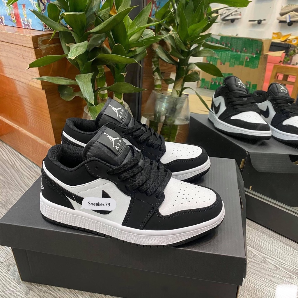 Giày thể thao sneaker đen trắng da lôn đủ size 36-43. đen trắng cổ thấp