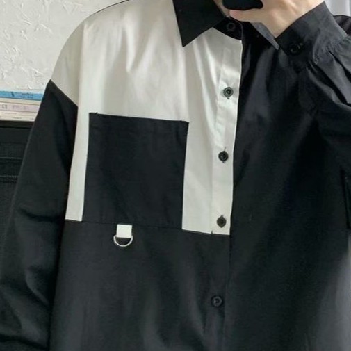 Áo Sơ Mi Tay Dài Phối Vai Phong Cách Unisex Kiểu Dáng Cá Tính và Độc Đáo