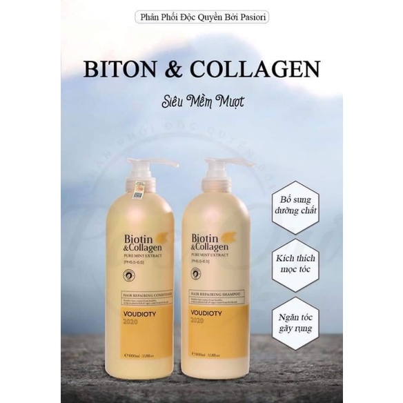 Dầu Gội Xả Biotin Collagen Voudioty Giãm Rụng Tóc Cho Tóc Chắc Khỏe 500ml Và 1000ml