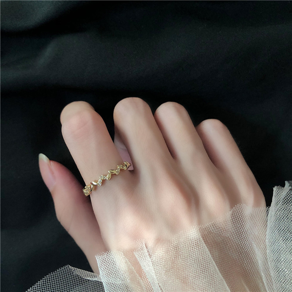 Nhẫn Đeo Tay Kim Loại Hình Lá Xinh Xắn Cho Nữ Yanqueens Đồ trang sức Quà tặng