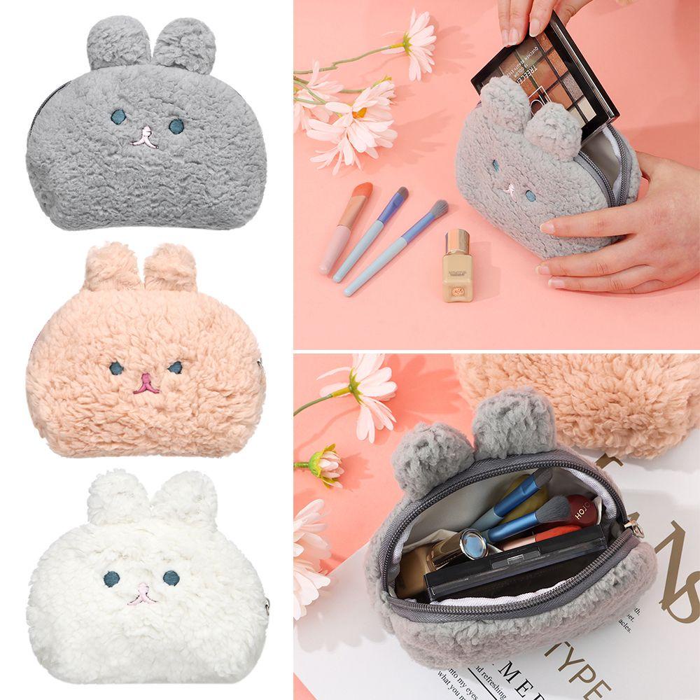 Ví Đựng Tiền Xu / Mỹ Phẩm Mini Hình Thỏ Nhồi Bông Mềm Mại