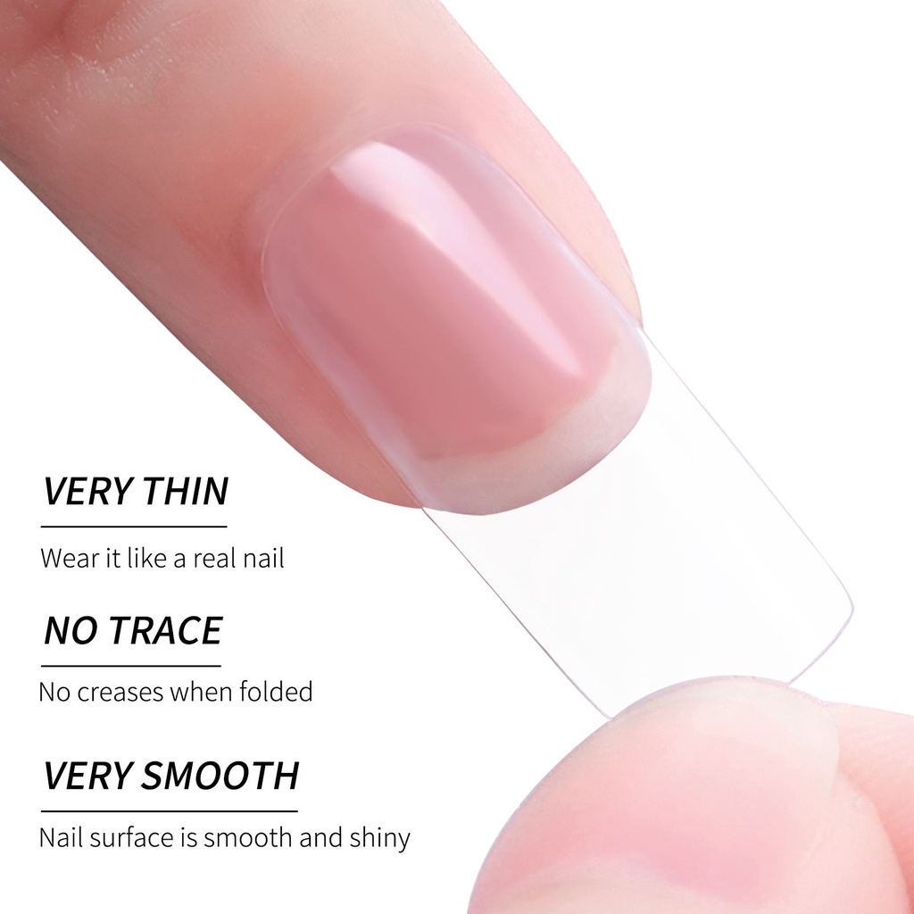 Bộ 100 Móng Tay Giả Siêu Mỏng Không Để Lại Dấu Trong Suốt/ Tự Nhiên/ Nhiều Kích Cỡ Kiểu Pháp