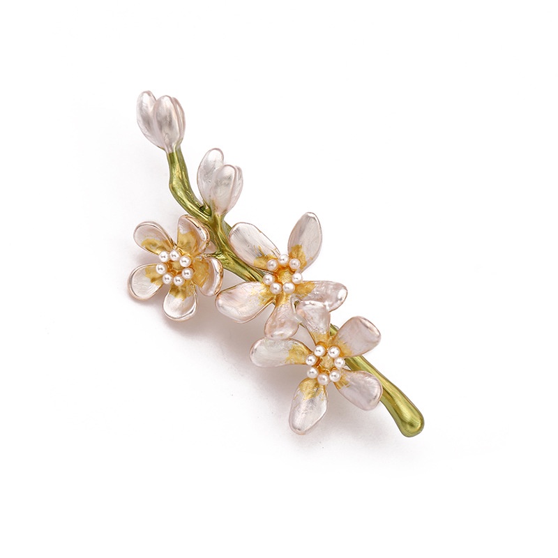 Ghim Cài Áo Hình Hoa Cúc Đính Ngọc Trai Phong Cách Vintage