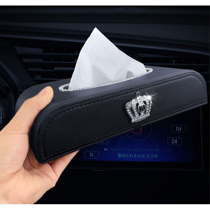 Hộp đựng giấy ăn trên ô tô Gắn Vương Miện cao cấp S044