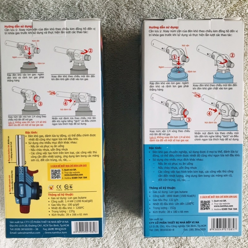 Đầu Khò Gas NaMiLux - Sử Dụng Cho Bình Gas Mini - Đèn Khò Ga TS1719RN, TS1822RF